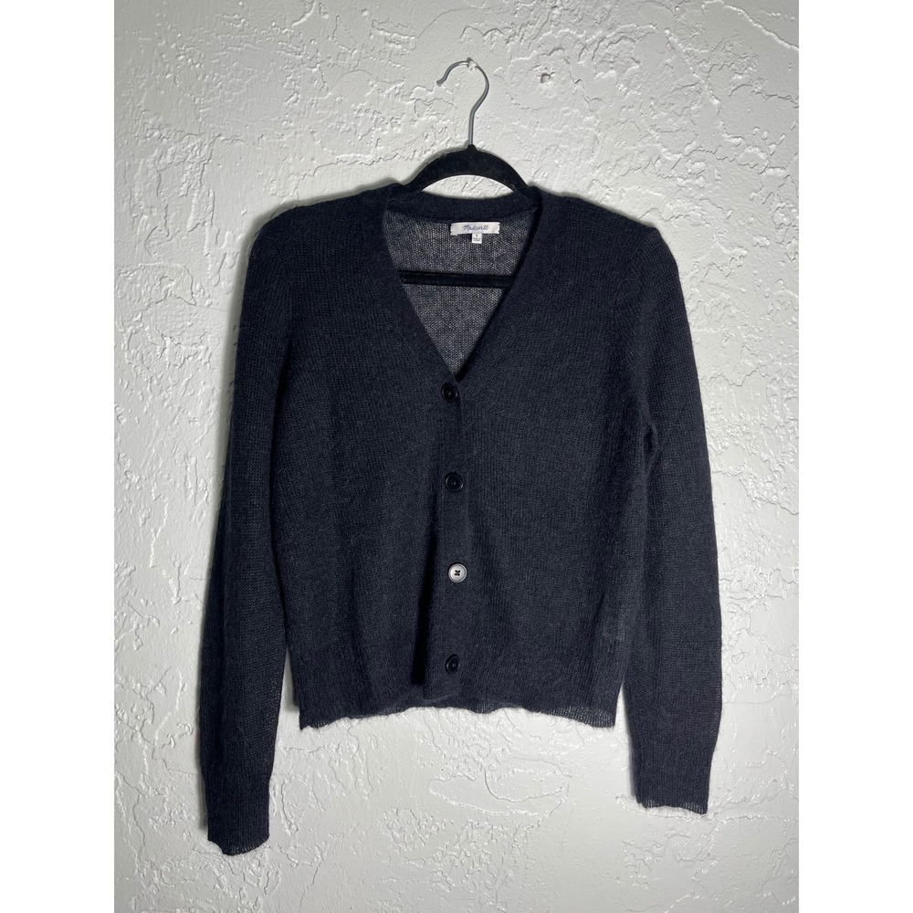 Madewell Hewitt Charcoal Gray Fuzzy Button Front Cardigan Sweater Size S
